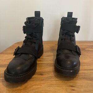 UGG Black Leather Combat Boots